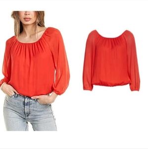 Alice + Olivia Bright Poppy Peasant Blouse, M  Bright Poppy Red